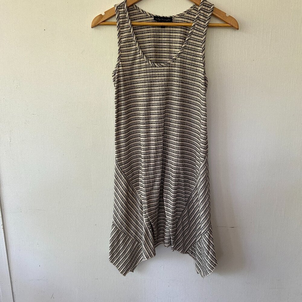 City Triangles Trapeze Dress Womens Small Black Striped Hanky Hem Y2K Witchy